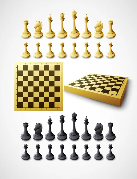 Xadrez e tabuleiro de xadrez. Ilustração vetorial —  Vetores de Stock