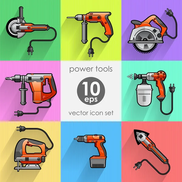 Juego de herramientas eléctricas. Ilustración vectorial — Archivo Imágenes Vectoriales