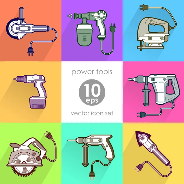 Power tool set. Vektor illustration — Stock vektor