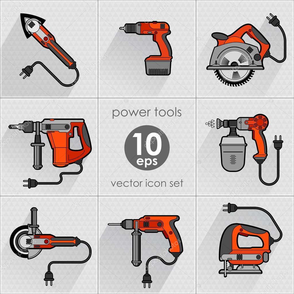 Power tool set. Vector illustration