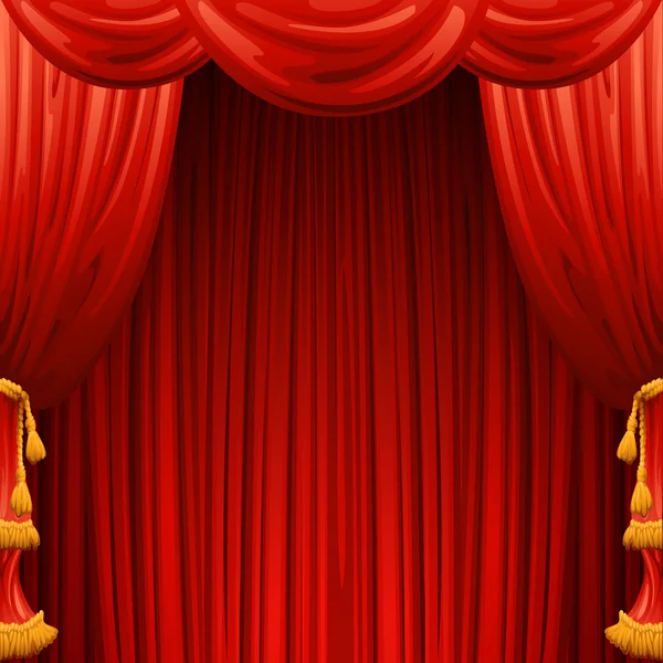 红色的窗帘。戏剧舞台。矢量图 — 图库矢量图片