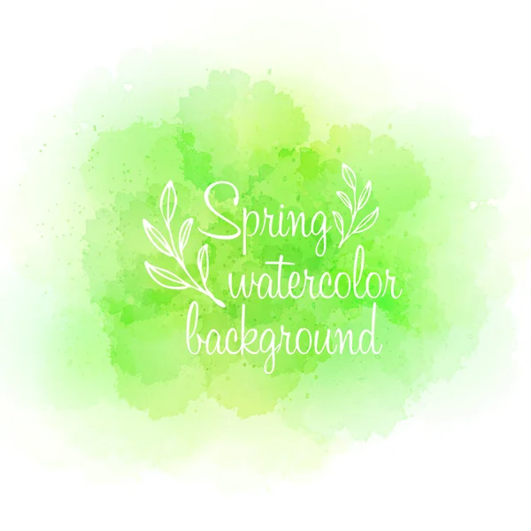 Fondo de acuarela verde primavera fresca. Ilustración vectorial — Vector de stock