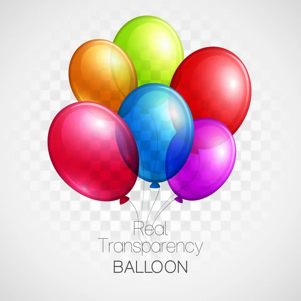 Feestelijke ballonnen echte transparantie. Vectorillustratie — Stockvector