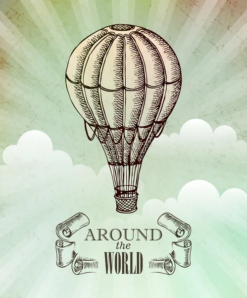 Aventure aéronautique. Illustration vectorielle vintage avec ballon — Image vectorielle