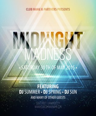 Midnight Madness Party. Template poster. Vector illustration clipart
