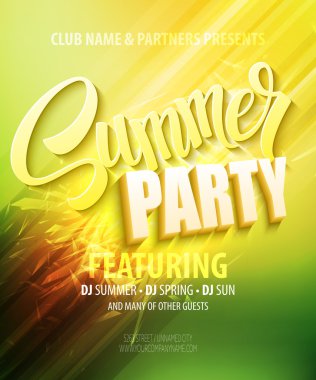 Yaz Partisi. Şablon poster. Vektör çizim