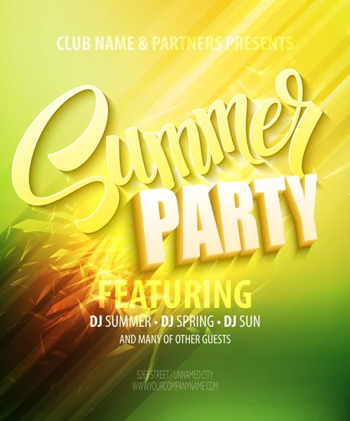 Summer party. Template poster. Vector illustration — Stock Vector