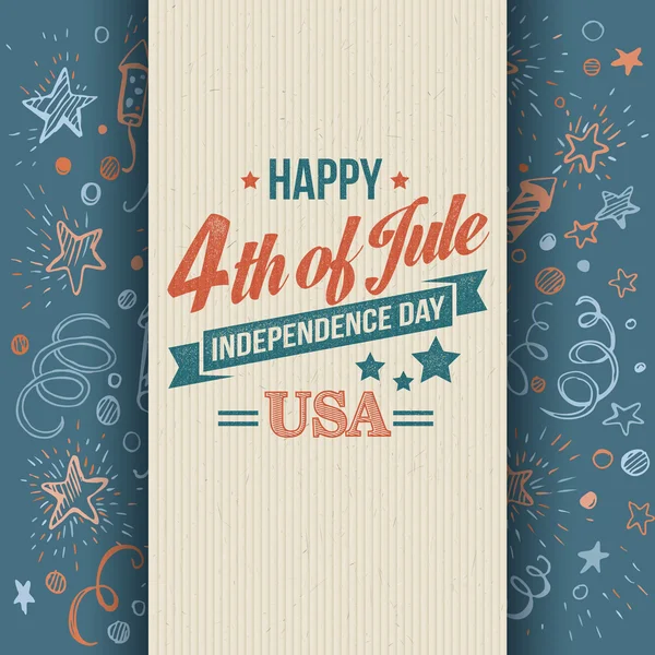 Cartão tipográfico retrô Dia da Independência. Ilustração vetorial —  Vetores de Stock