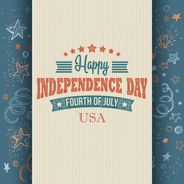 Retro typography card Independence Day. Vector illustration — Stock Vector