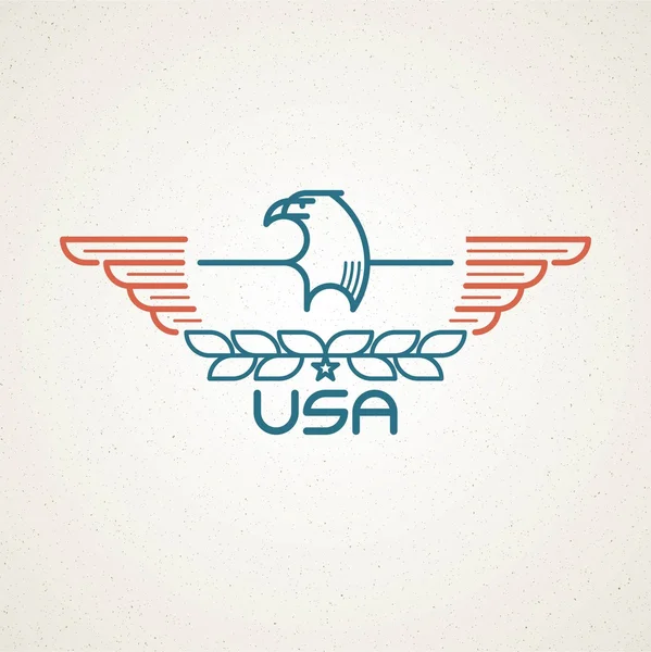 Realizzato negli Stati Uniti Simbolo con bandiera americana e modelli di aquila emblemi. Illustrazione vettoriale — Vettoriale Stock