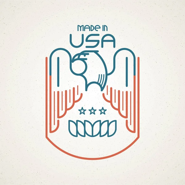 Hergestellt in den USA Symbol mit amerikanischer Flagge und Adler-Vorlagen Embleme. Vektorillustration — Stockvektor