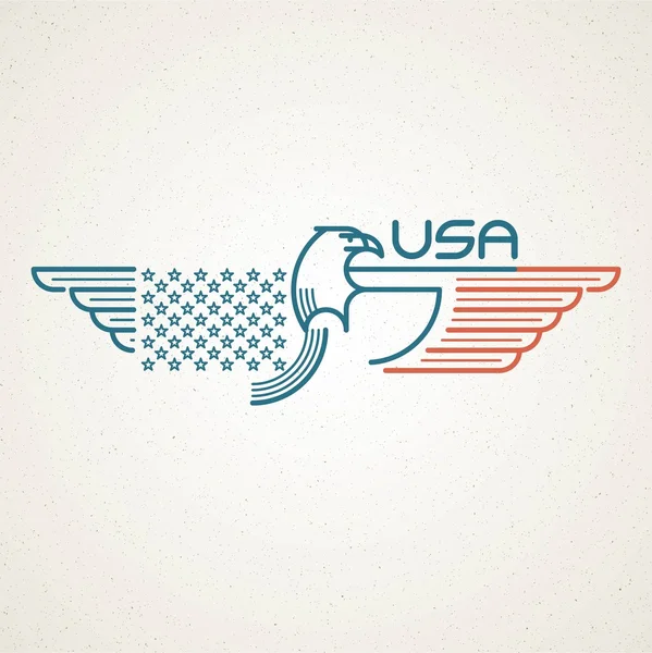 Feito nos EUA Símbolo com bandeira americana e modelos de águia emblemas. Ilustração vetorial —  Vetores de Stock
