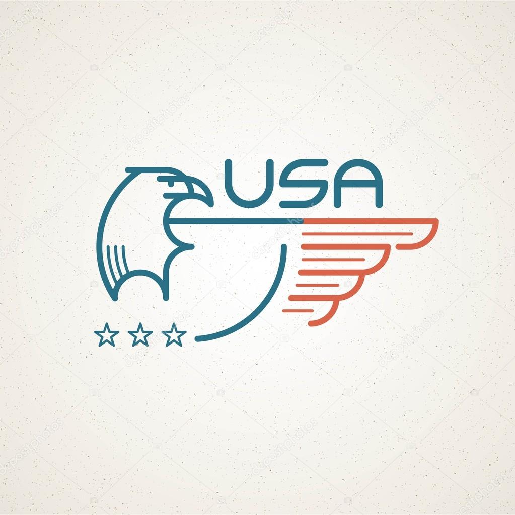 Made in the USA Symbol with American flag and eagle  templates emblems. Vector illustration