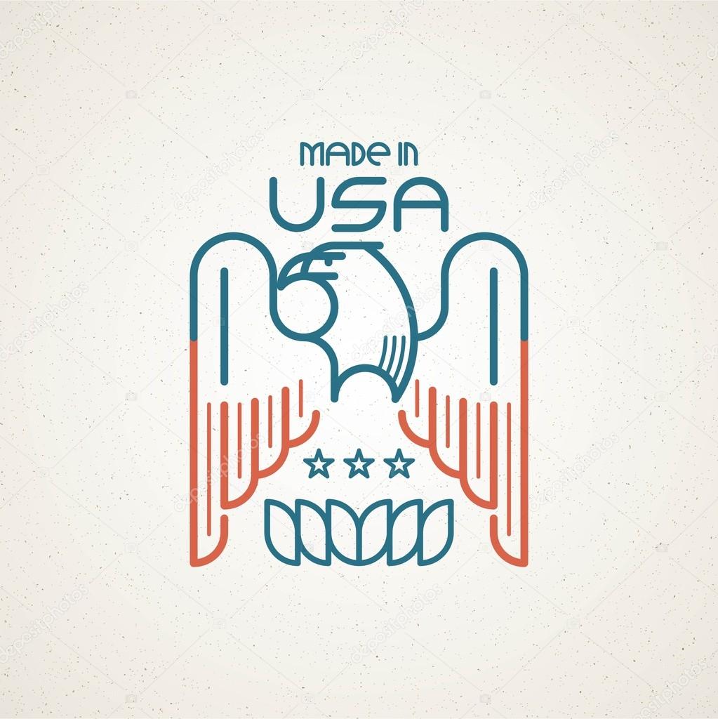 Made in the USA Symbol with American flag and eagle templates emblems. Vector illustration EPS 10