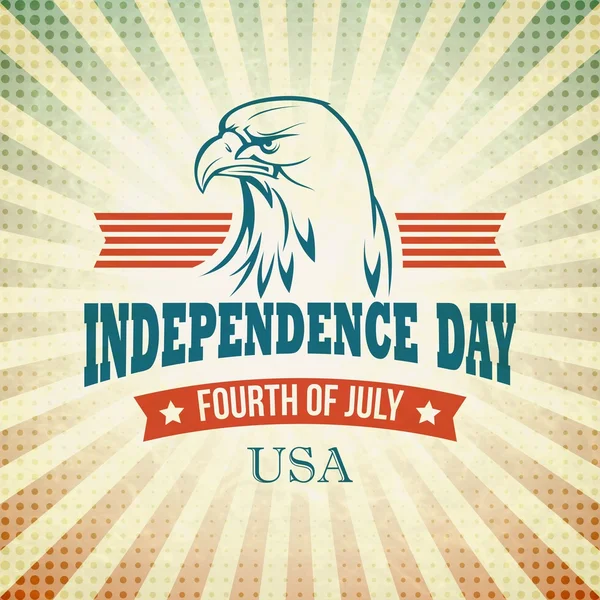 Bağımsızlık Günü tebrik kartı tipografi ve bir kartal. Vektör çizim — Stok Vektör