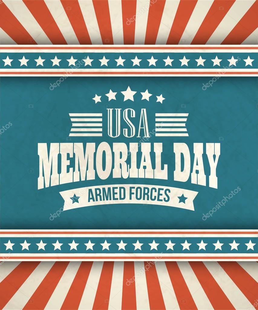 Memorial Day. Typographic card with the American flag. Vector illustration