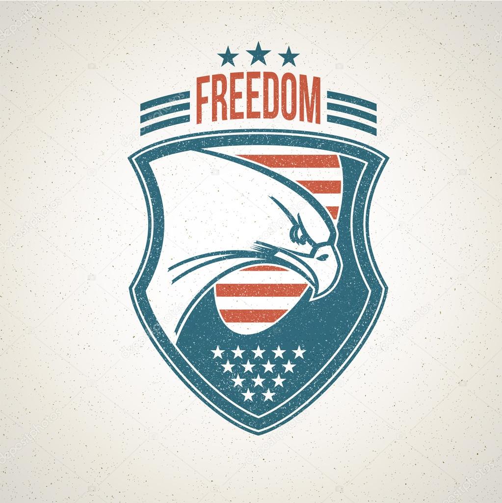 Shield logo with an American eagle symbol. Vector illustration