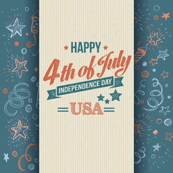 Retro typography card Independence Day. Vector illustration — Stock Vector