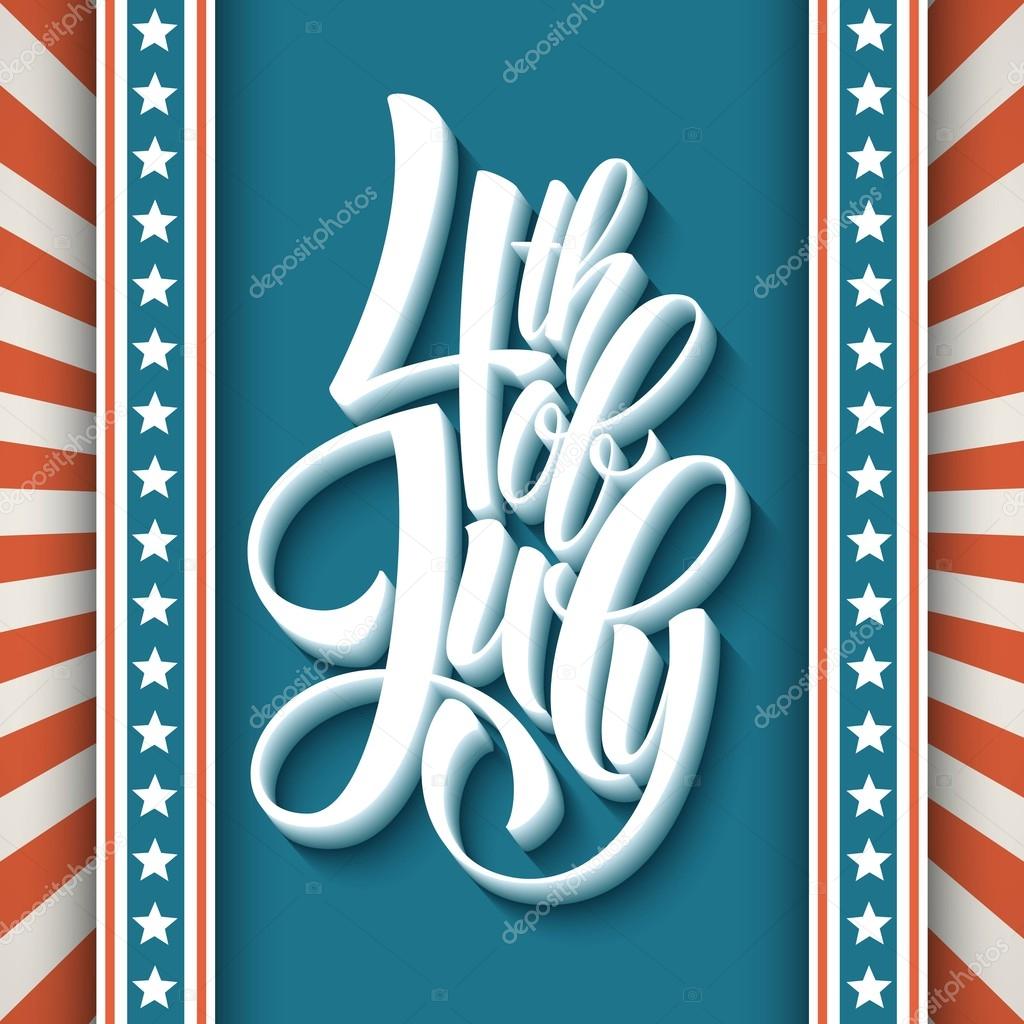 4th of July. Dn American Independence. Typography card. Vector illustration