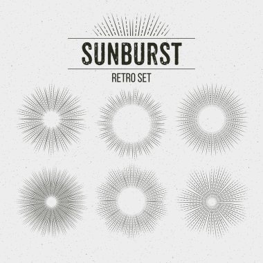 Set of Retro Sun burst shapes. Vector illustration clipart
