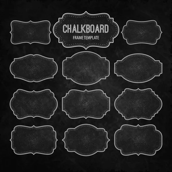 Set of Chalkboard Frames and Labels. Vector illustration — Stock Vector