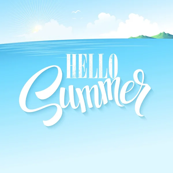Paysage marin bleu d'été. Illustration vectorielle — Image vectorielle