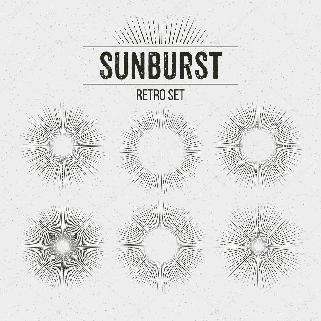 Set of Retro Sun burst shapes. Vector illustration