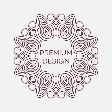 Vektör mono çizgi stili geometrik çerçevede. Monogram tasarım öğesi. Vektör çizim