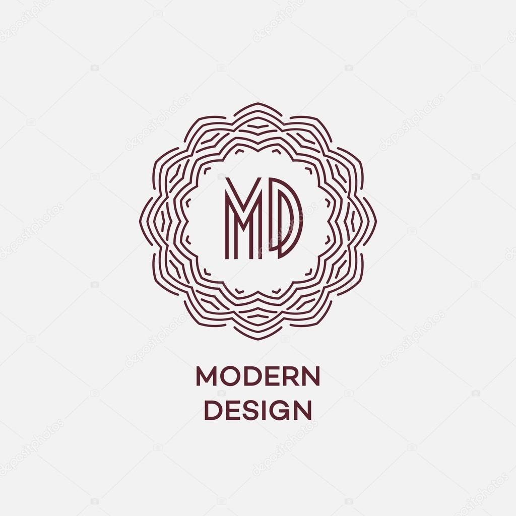Vector geometric frame in mono line style. Monogram design element. Vector illustration EPS 10