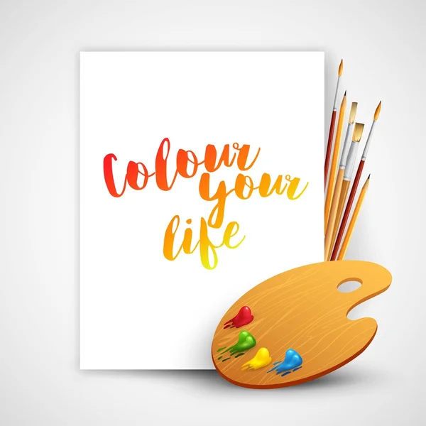 Umění palety barvy štětec a tužka nástroji pro kreslení. Vektorové ilustrace — Stockový vektor