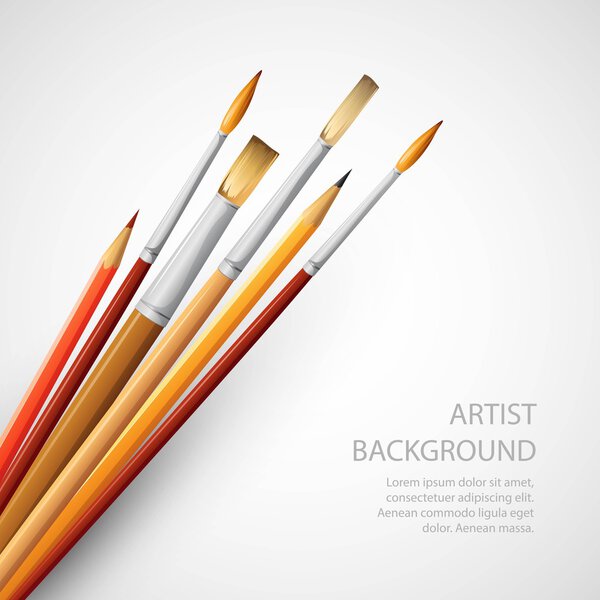 Paint brushes isolated on the white background