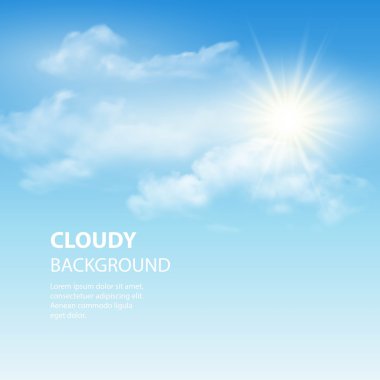 Blue sky background with tiny clouds. Vector illustration