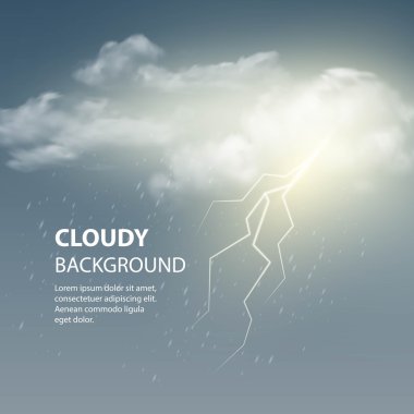 Bulut ve yıldırım, fırtına arka plan illüstrasyon vektör.