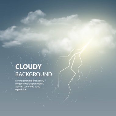 Bulut ve yıldırım, fırtına arka plan illüstrasyon vektör.