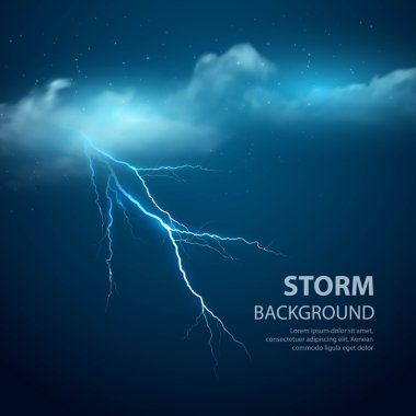 Thunderstorm Background With Cloud and Lightning, Vector Illustration. clipart