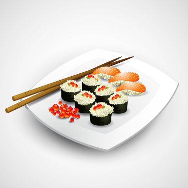 Sushi plate. Vector illustration