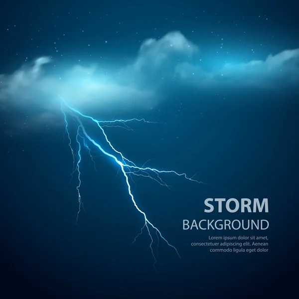 Thunderstorm Background With Cloud and Lightning, Vector Illustration. — Stock Vector