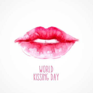 Watercolor lips. World Kissing Day