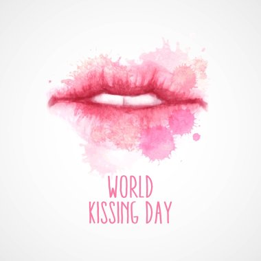 Watercolor lips. World Kissing Day clipart