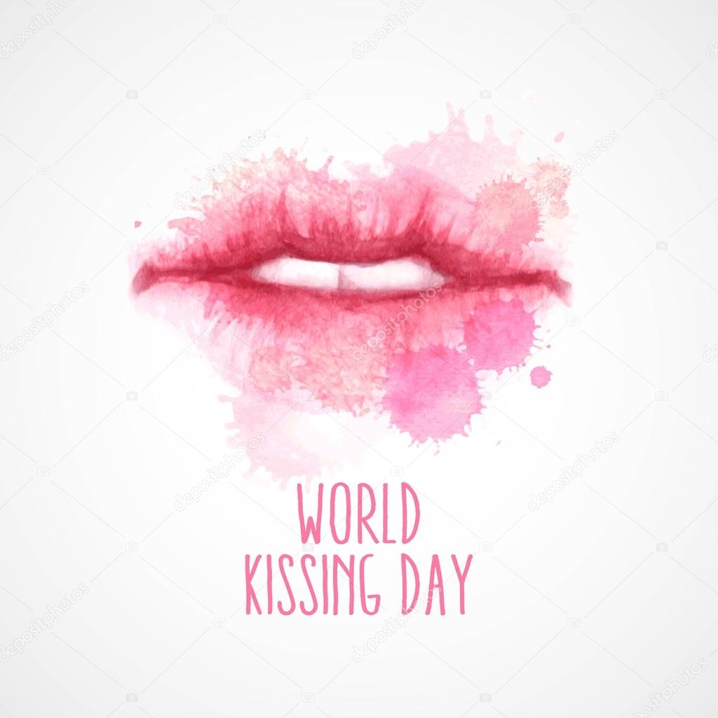 Watercolor lips. World Kissing Day — Stock Vector © Vik_Y 76784893