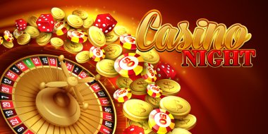Cips, craps ve rulet Casino arka plan. Vektör çizim