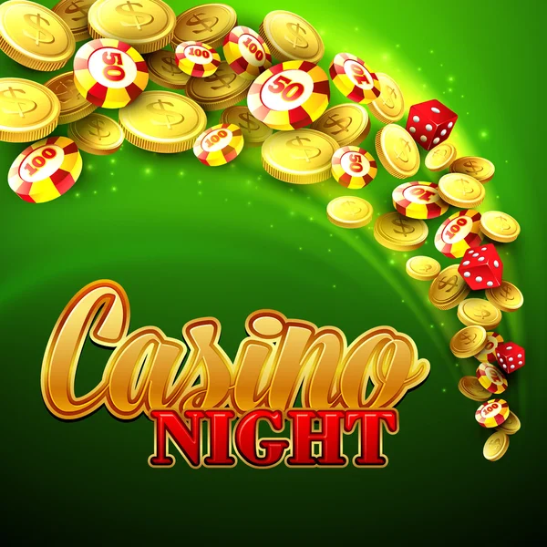 Casino Hintergrund mit Chips, Craps und Geld. Vektorillustration — Stockvektor