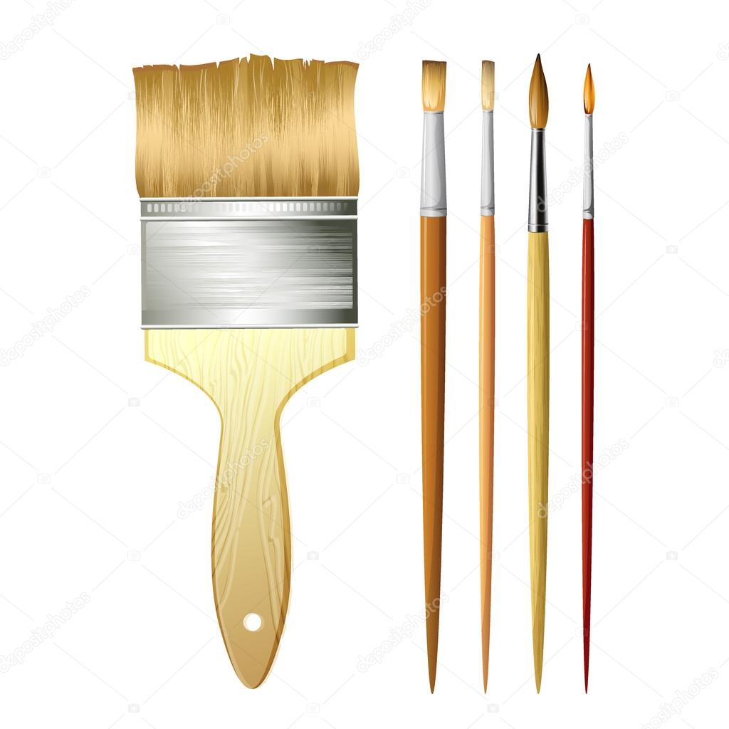 Paint Brushes isolated on white. Vector illustration
