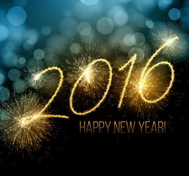 2016 yeni yıl bir maytap yaptı. Vektör çizim