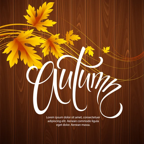 Herfst achtergrond met blad en hout textuur. Vectorillustratie — Stockvector