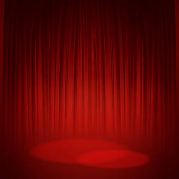 Escenario de teatro con cortina roja. ilustración vectorial — Vector de stock