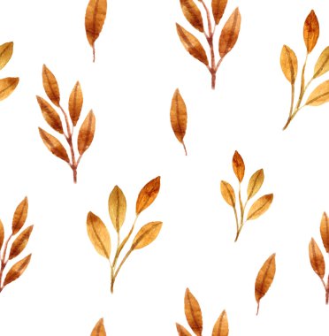 Renkli sonbahar yaprakları seamless modeli. Suluboya resim. Vektör çizim