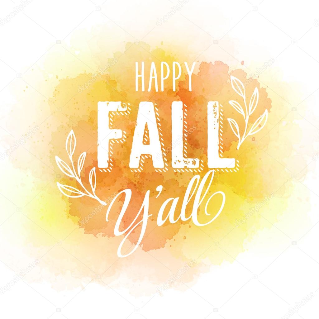 Vector autumn label on colorful watercolor background