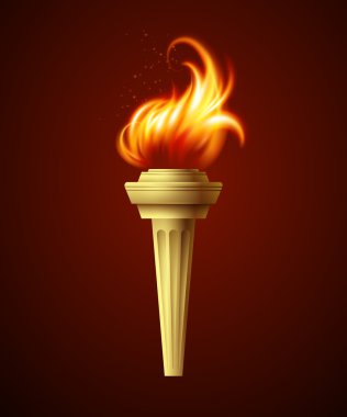 Realistic fire torch. Vector illustration clipart