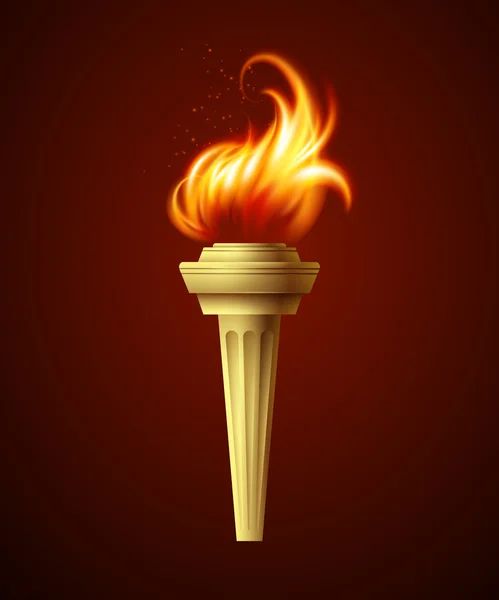 Antorcha de fuego realista. Ilustración vectorial — Archivo Imágenes Vectoriales